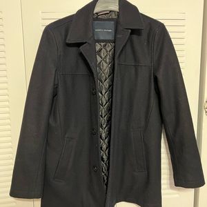 New Condition Men's Tommy Hilfiger Car Coat With 3 Buttons Wool Mix Size ( M )